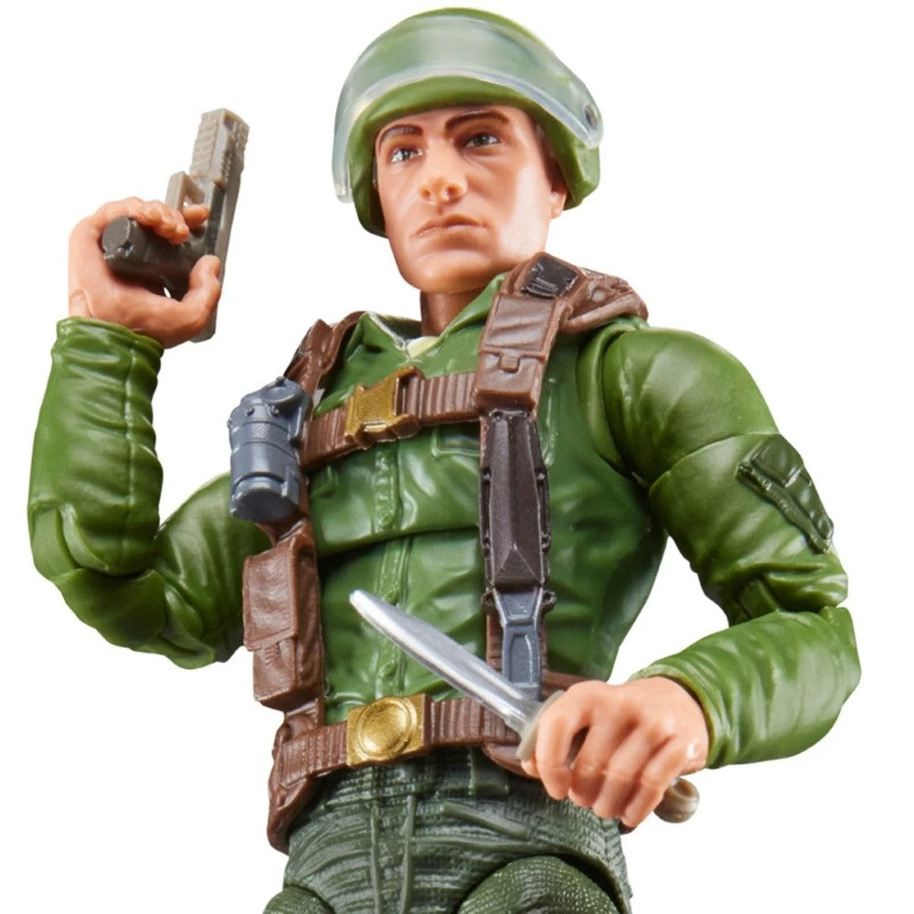 Hasbro G.I. Joe Classified Series 6-inch action figure in green uniform holding pistol and knife accessory
