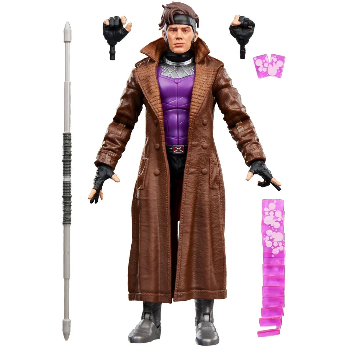 Gambit Marvel Legends Series Action Figure by Hasbro with Bo Staff and Charged Cards 6-Inch