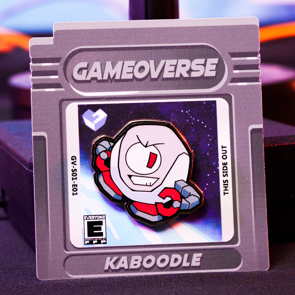 Kaboodle Pin – Gameoverse Glitch Productions Enamel Collectible new loose enamel pin on retro game cartridge card by Glitch