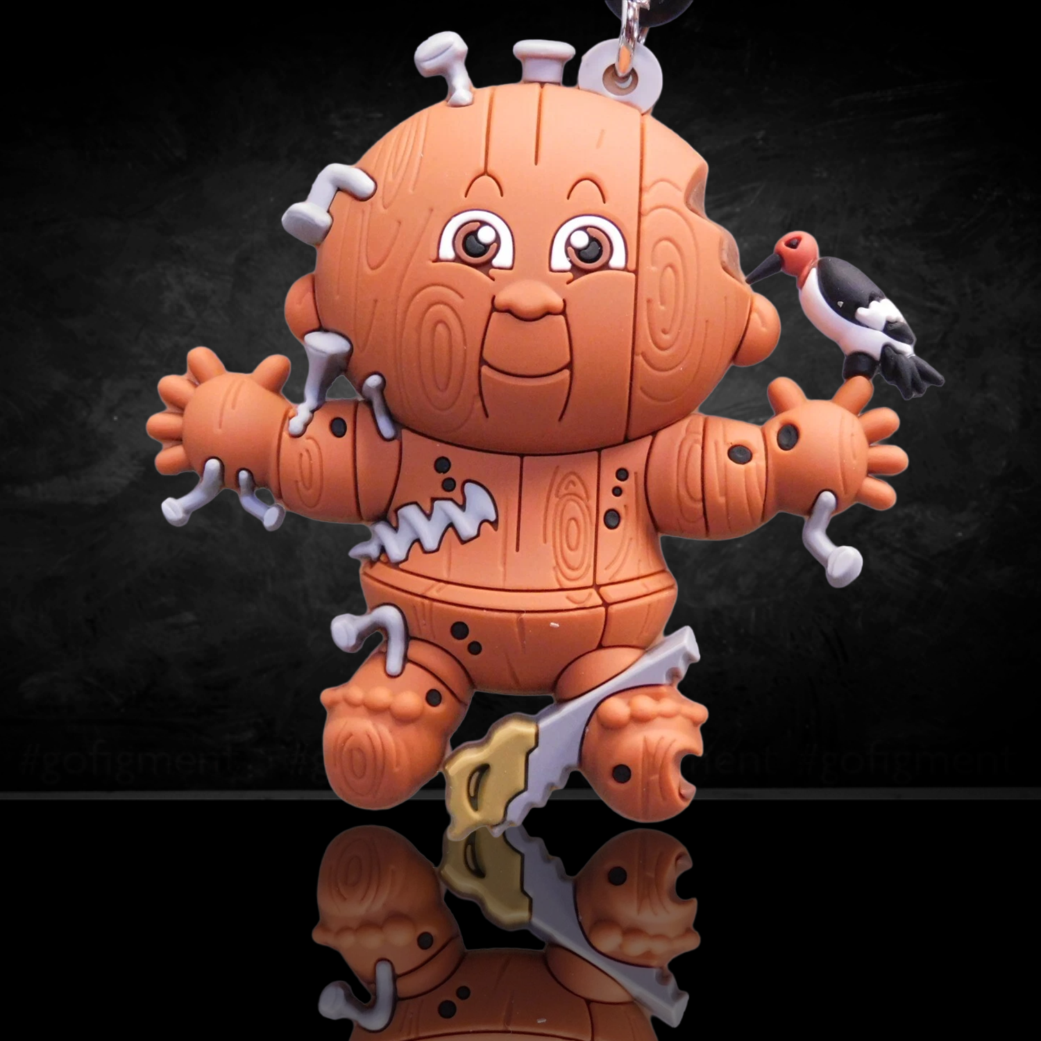 Garbage Pail Kids Series 4 3D Figural Foam Bag Clip Monogram U-Pick Your Choice featuring wood-textured character with bird and saw by Go Figment