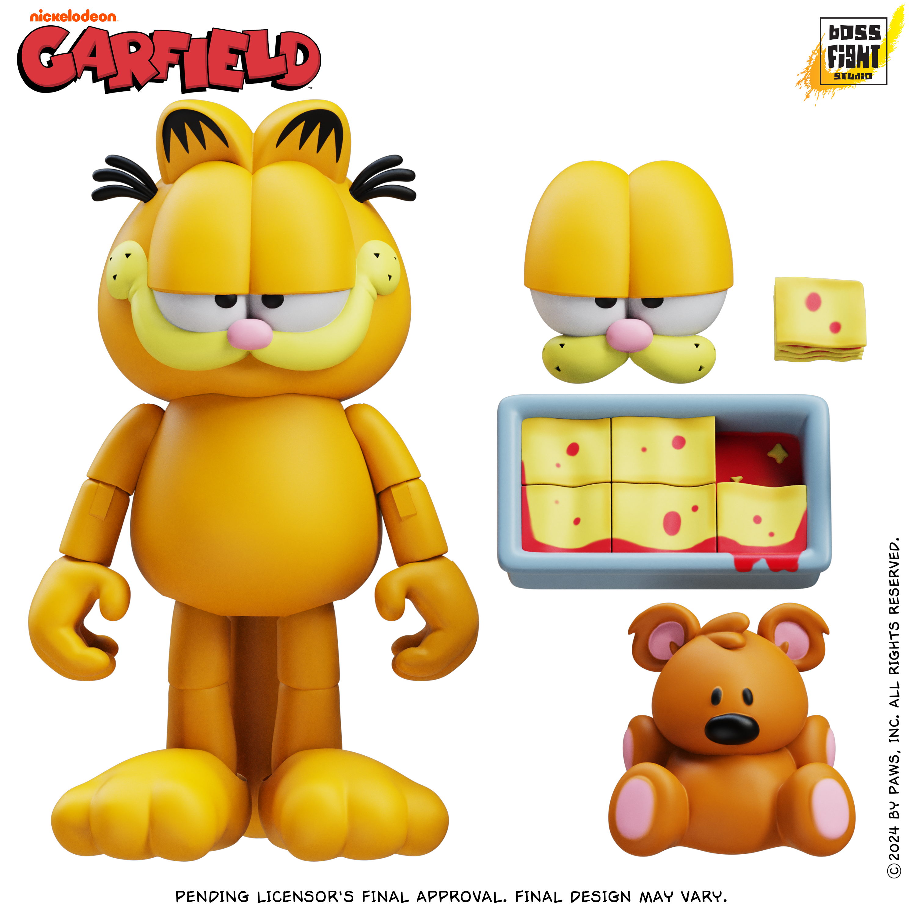 Garfield Action Figure - 25 Points of Articulation with Lasagna & Pooky by Boss Fight Studio Llc new in box collectible