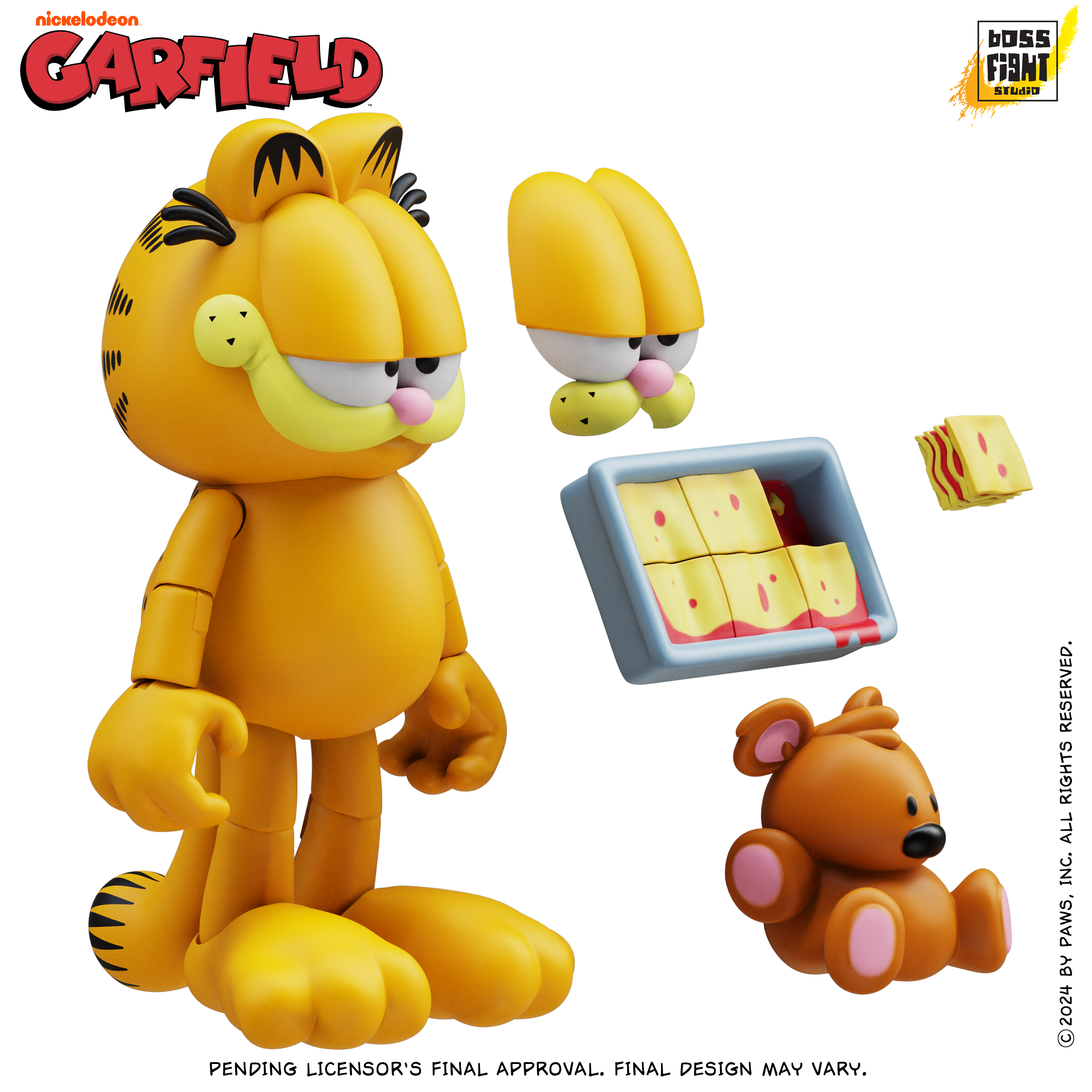 Garfield Action Figure - 25 Points of Articulation with Lasagna & Pooky - Classic Comic Cat Collectible by Boss Fight Studio Llc