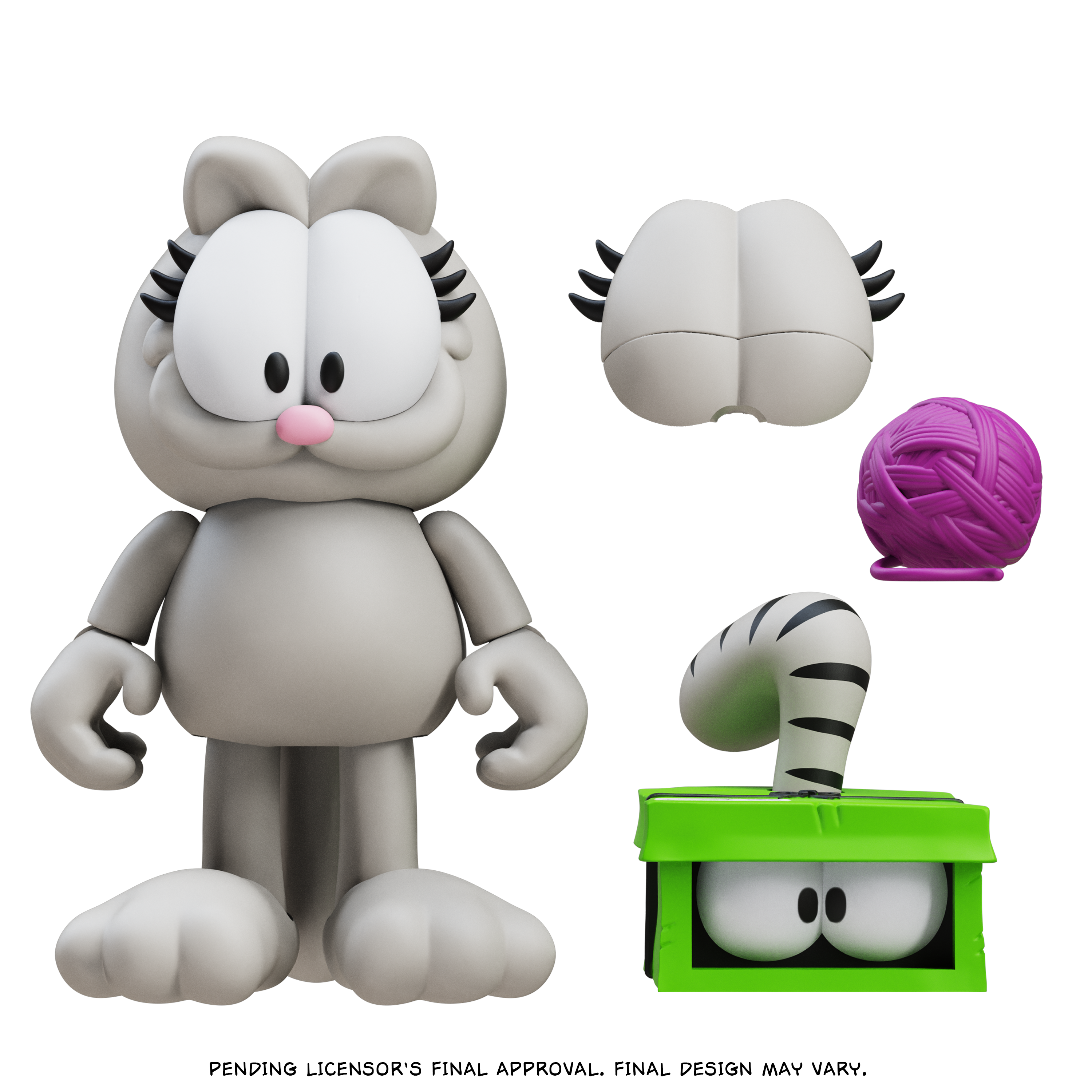 Garfield Wave 1 Nermal Action Figure - 17 Points of Articulation with Yarn & Mail Box - Adorable Kitten Collectible by Boss Fight Studio Llc