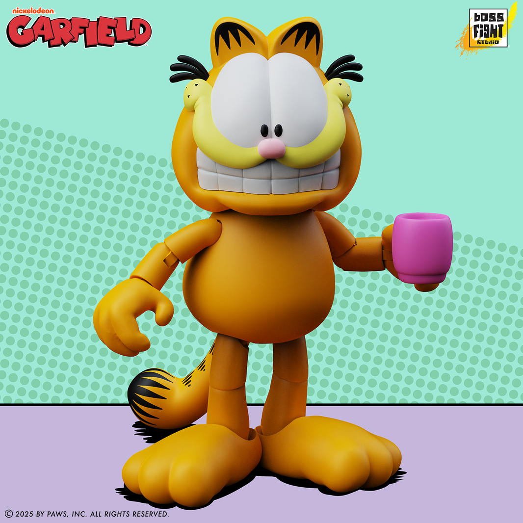 Garfield Wave 2 Garfield Version 2 Action Figure - 25 Points of Articulation with Interchangeable Heads & Accessories by Boss Fight Studio Llc new in box