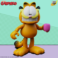 Garfield Wave 2 Garfield Version 2 Action Figure - 25 Points of Articulation with Interchangeable Heads & Accessories by Boss Fight Studio Llc new in box