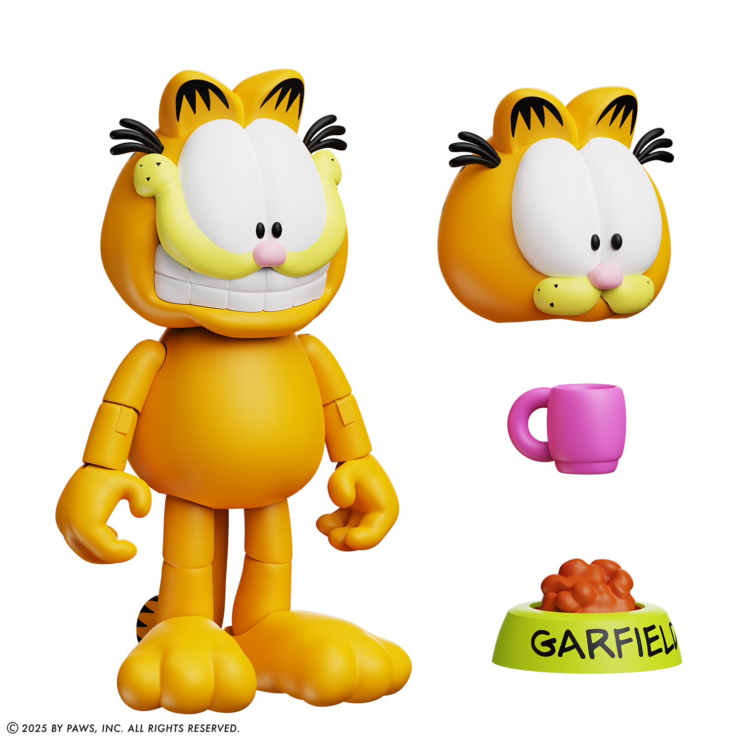 Garfield Wave 2 Garfield Version 2 Action Figure - 25 Points of Articulation with Interchangeable Heads & Accessories by Boss Fight Studio Llc new in box