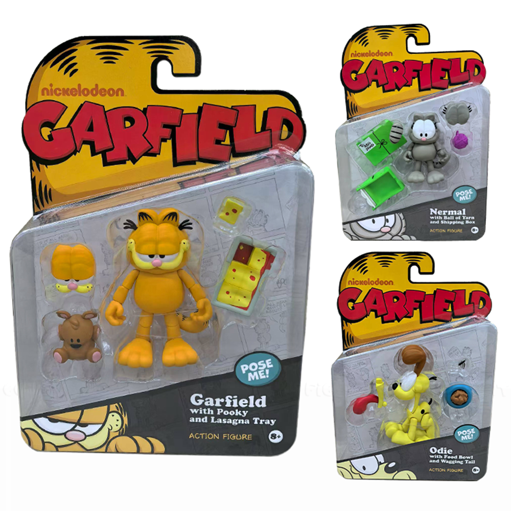 Garfield Odie and Nermal 3 Pack Wave 1 Action Figure Lot 17 Points of Articulation by Boss Fight Studio Llc