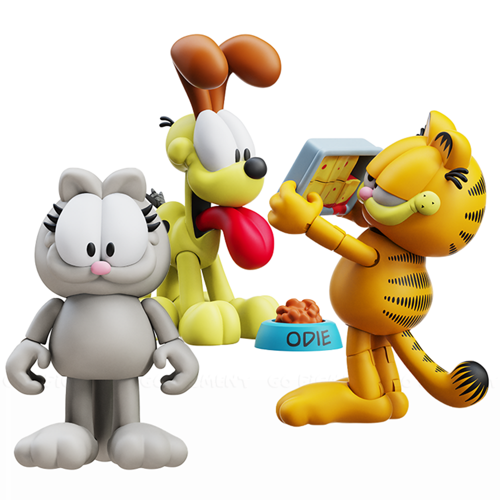 Garfield Odie and Nermal 3 Pack Wave 1 Action Figure Lot 17 Points of Articulation by Boss Fight Studio Llc