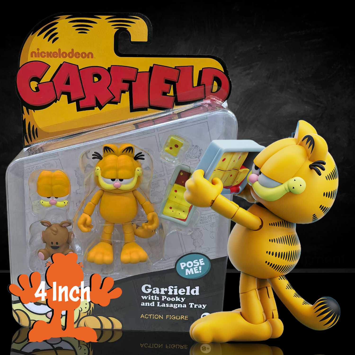 Garfield Action Figure - 25 Points of Articulation with Lasagna & Pooky - Classic Comic Cat Collectible by Boss Fight Studio Llc