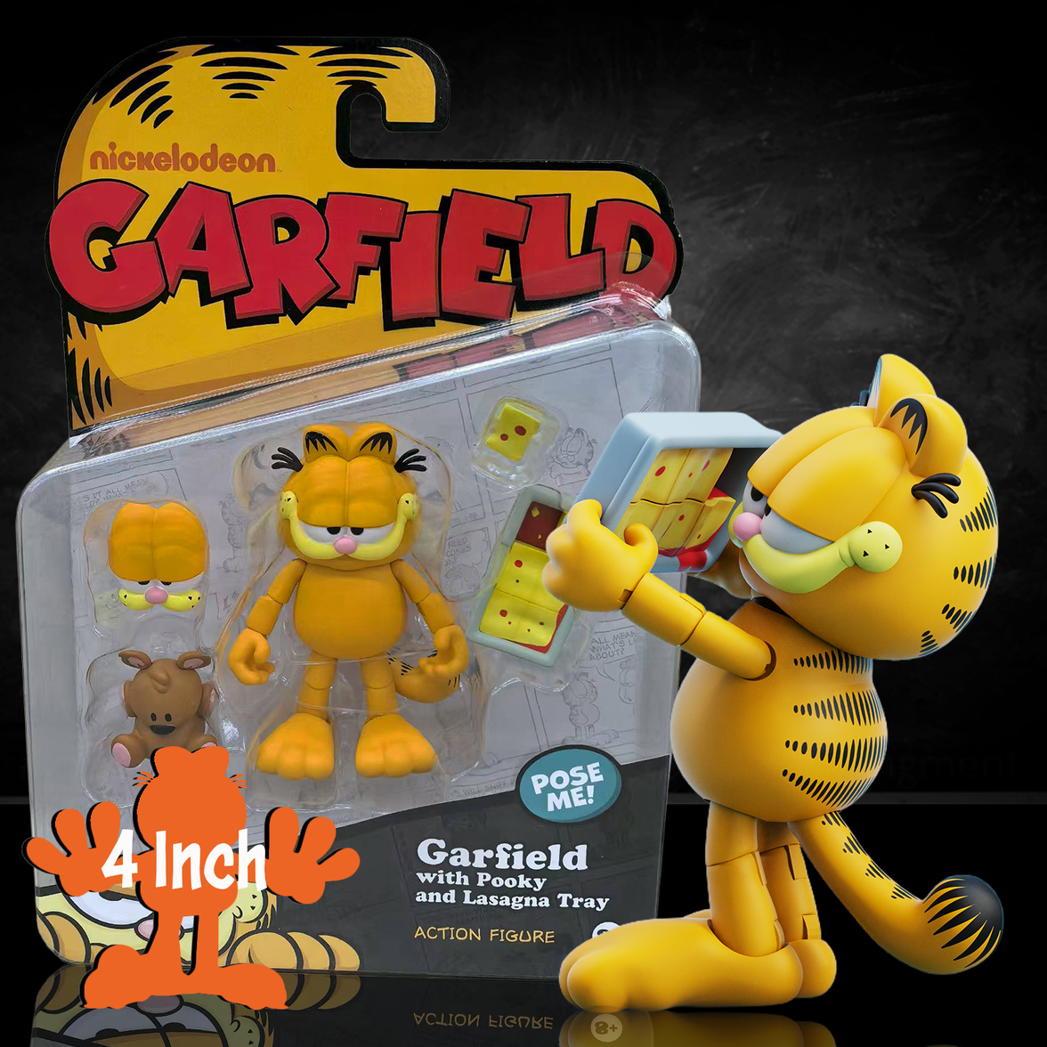Garfield Action Figure - 25 Points of Articulation with Lasagna & Pooky - Classic Comic Cat Collectible by Boss Fight Studio Llc