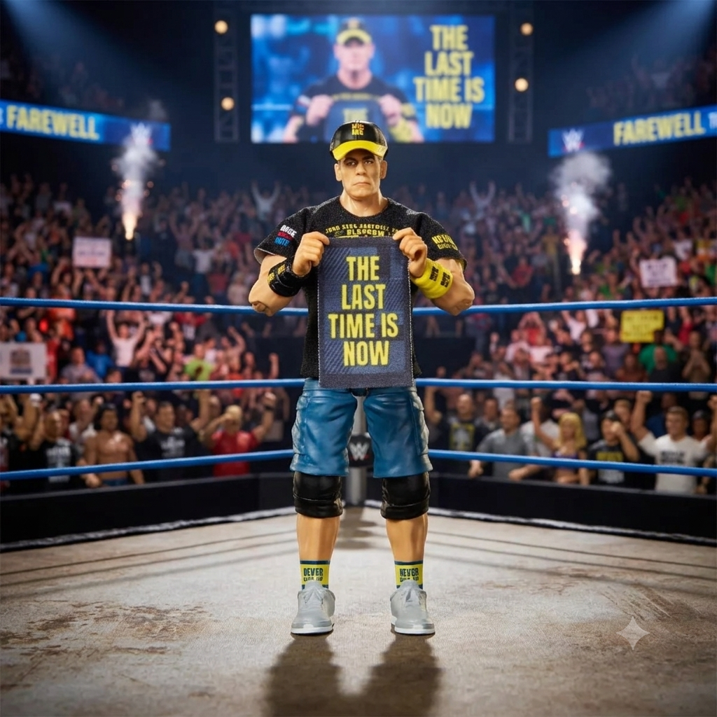 John Cena WWE Elite Collection Action Figure - Top Picks 2026 Wave 3 by Go Figment in wrestling ring with farewell sign