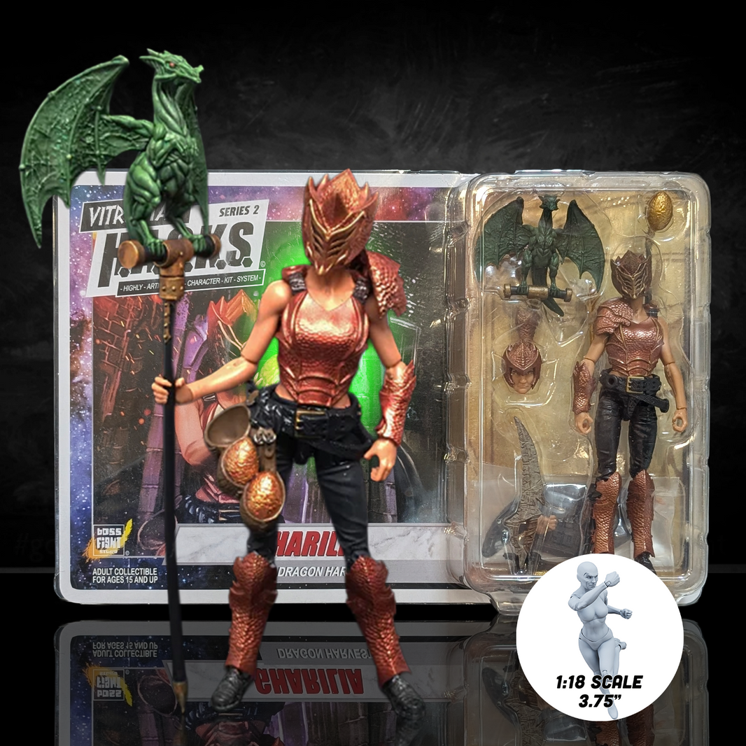 Ghariala (Dragon Harvester) -Vitruvian H.A.C.K.S. 1:18 Scale Action Figure by Boss Fight Studio Llc with dragon staff and armor accessories