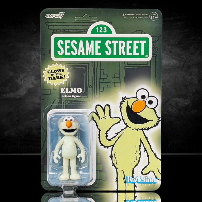 Elmo Glow ReAction Figure Exclusive – Sesame Street 3.75" Super7 Collectible new in box with glow in dark feature