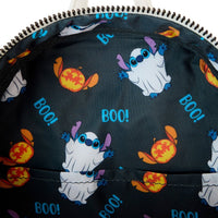 Loungefly Stitch Disney Lilo & Stitch Ghost Cosplay Mini-Backpack Loungefly GLOW interior with Halloween print
