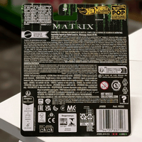 Mattel Hot Wheels The Matrix Pop Culture 2026 packaging back with safety info and barcode visible