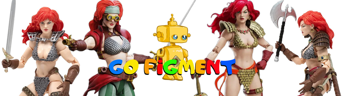 Go Figment logo with colorful fantasy warrior characters and a small yellow robot