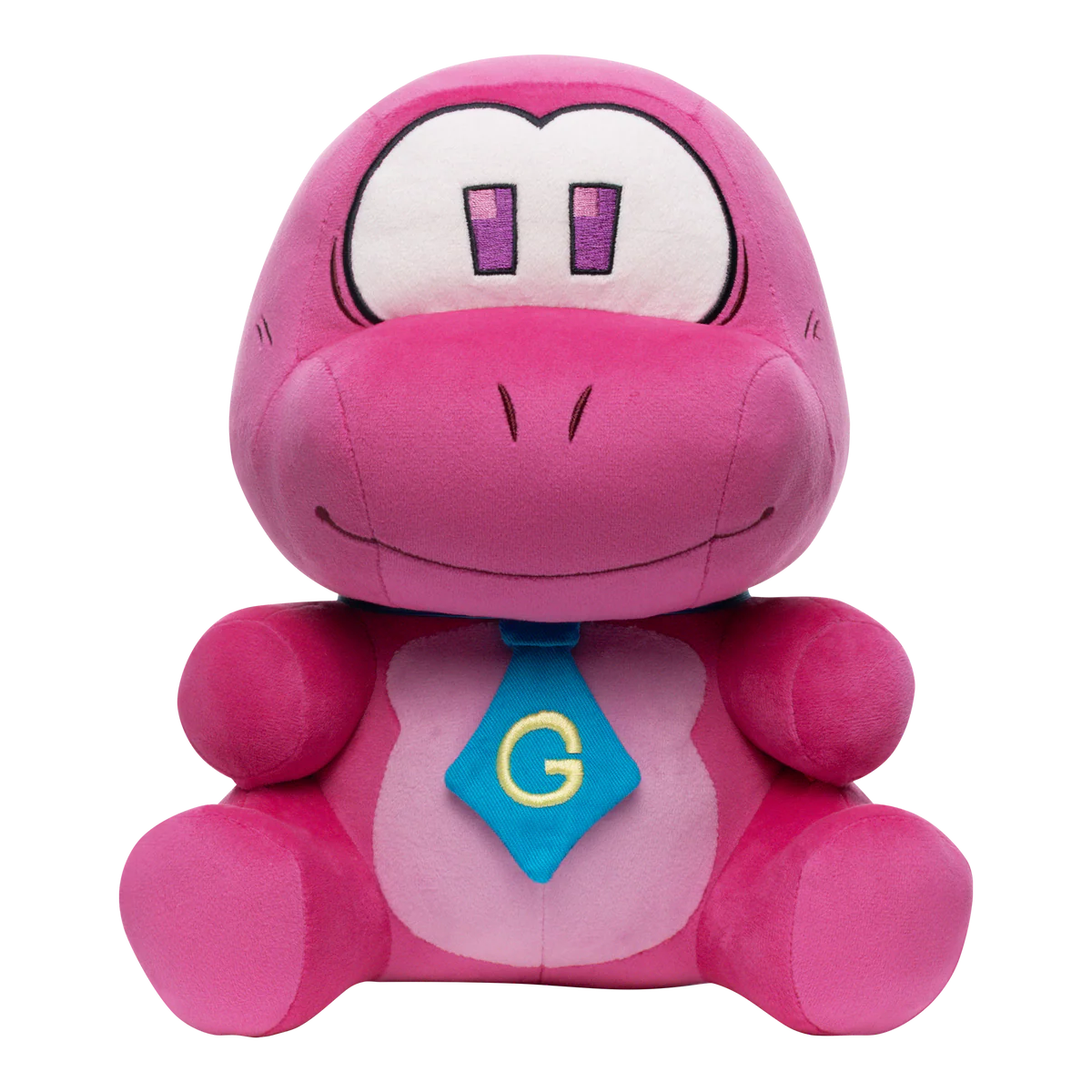 Gobbles Plush Gameoverse Official Collectible Figure by Glitch Productions new loose pink character with blue tie and yellow G emblem