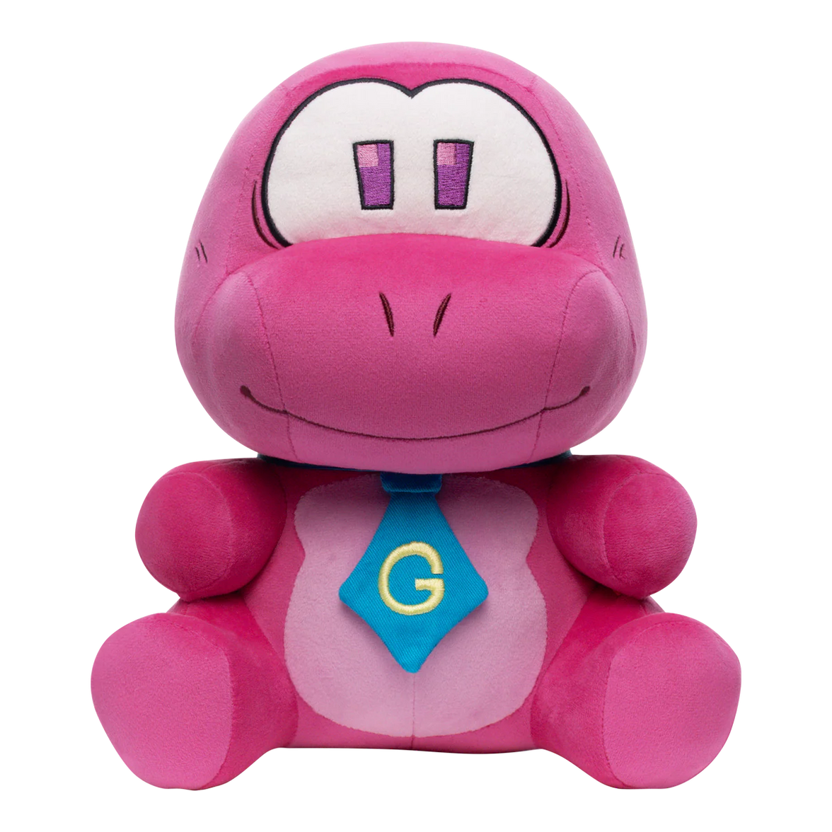 Gobbles Plush Gameoverse Official Collectible Figure by Glitch Productions new loose pink character with blue tie and yellow G emblem
