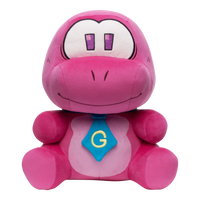 Gobbles Plush Gameoverse Official Collectible Figure by Glitch Productions new loose pink character with blue tie and yellow G emblem