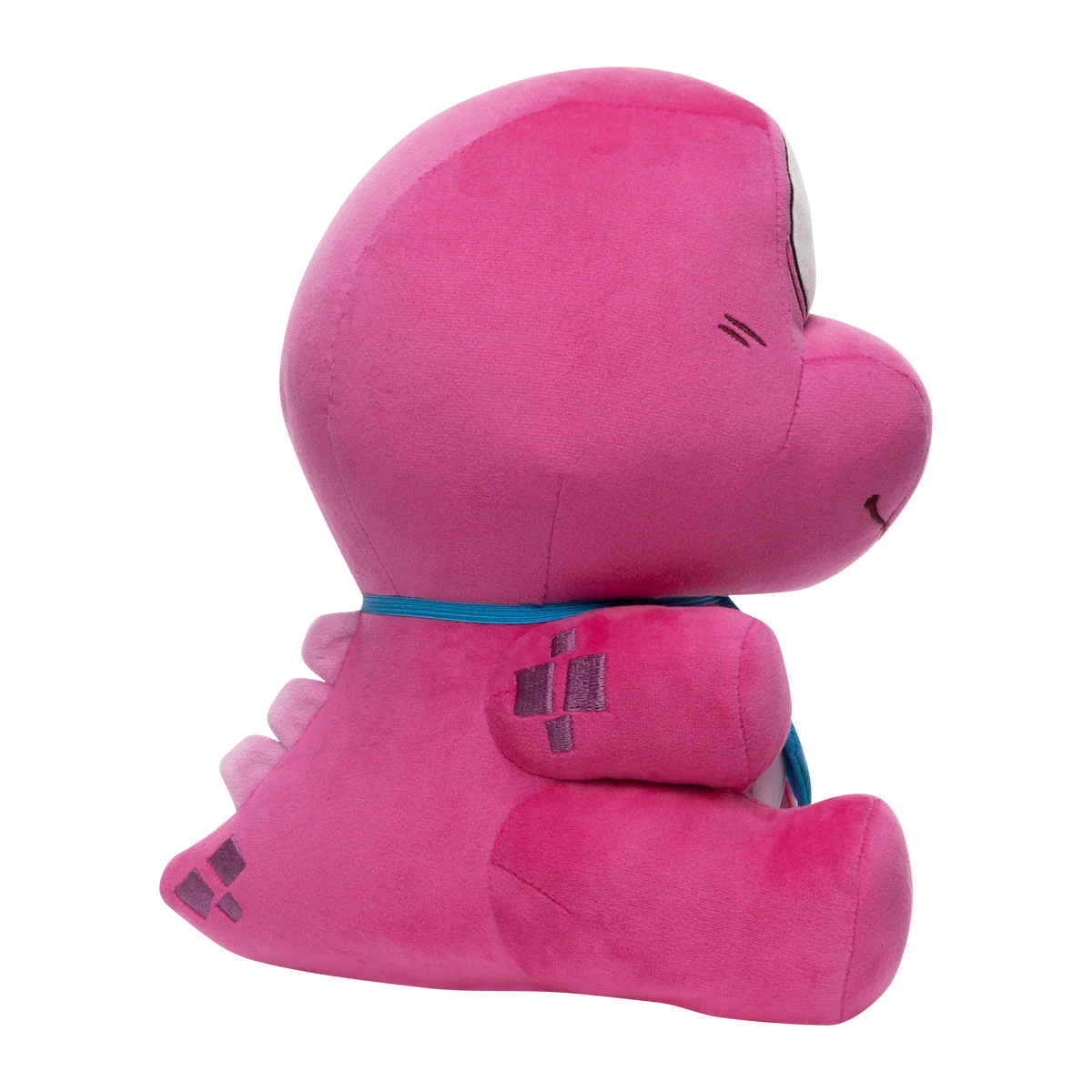 Gobbles Plush Gameoverse Official Collectible Figure by Glitch Productions new loose pink fabric toy with blue collar shown from side view