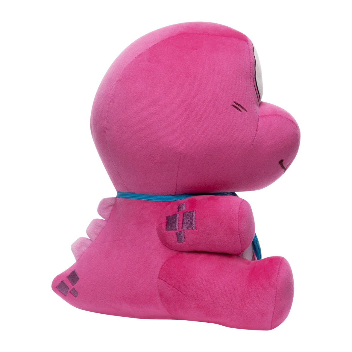 Gobbles Plush Gameoverse Official Collectible Figure by Glitch Productions new loose pink fabric toy with blue collar shown from side view
