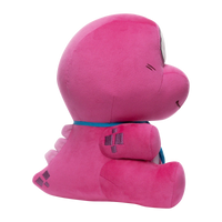 Gobbles Plush Gameoverse Official Collectible Figure by Glitch Productions new loose pink fabric toy with blue collar shown from side view