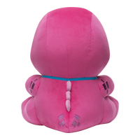 Gobbles Plush Gameoverse Official Collectible Figure by Glitch Productions new loose pink plush with blue collar shown from back view