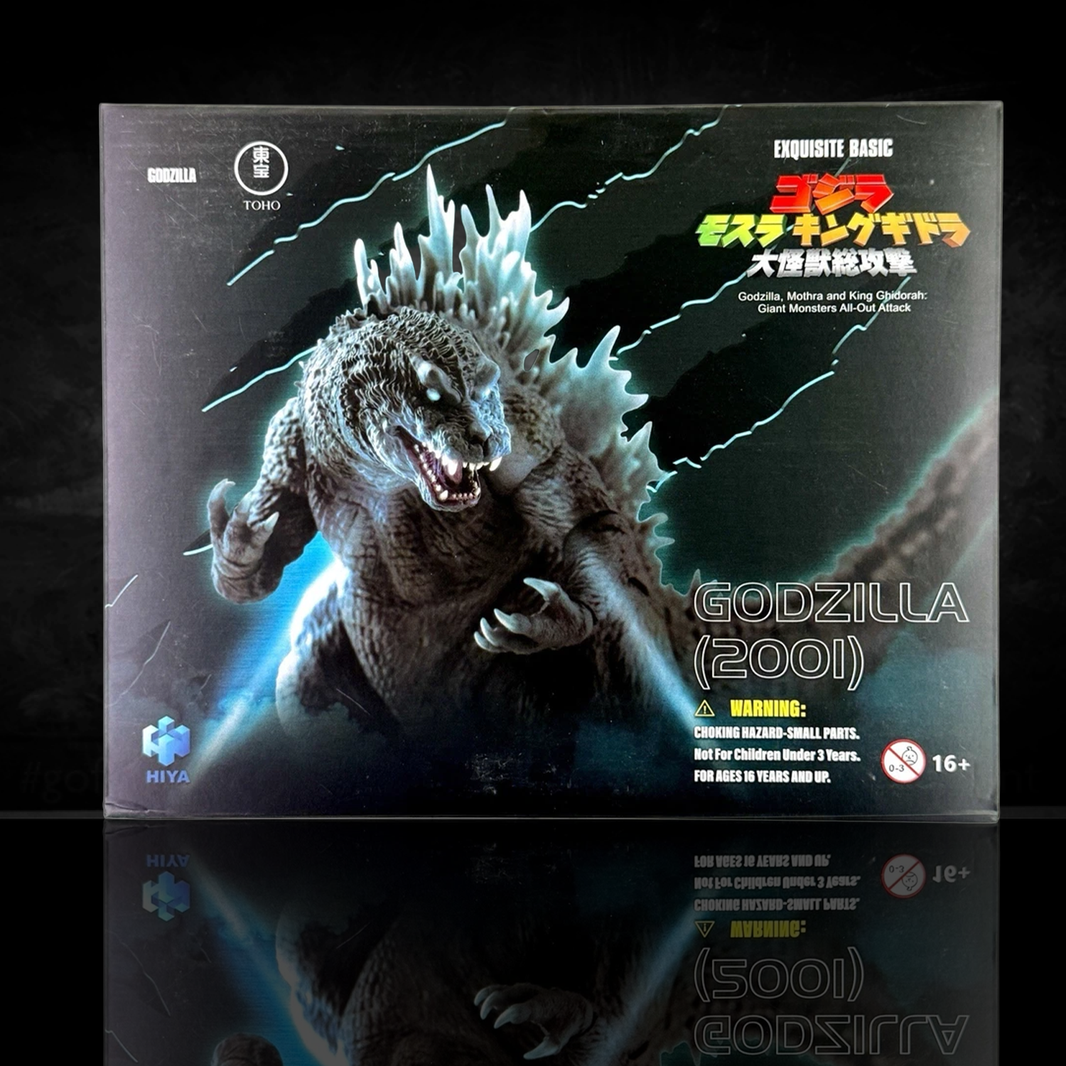 Godzilla 2001 Exquisite Basic Series Action Figure 7 Inch NIB with dynamic pose and detailed sculpt by Exquisite