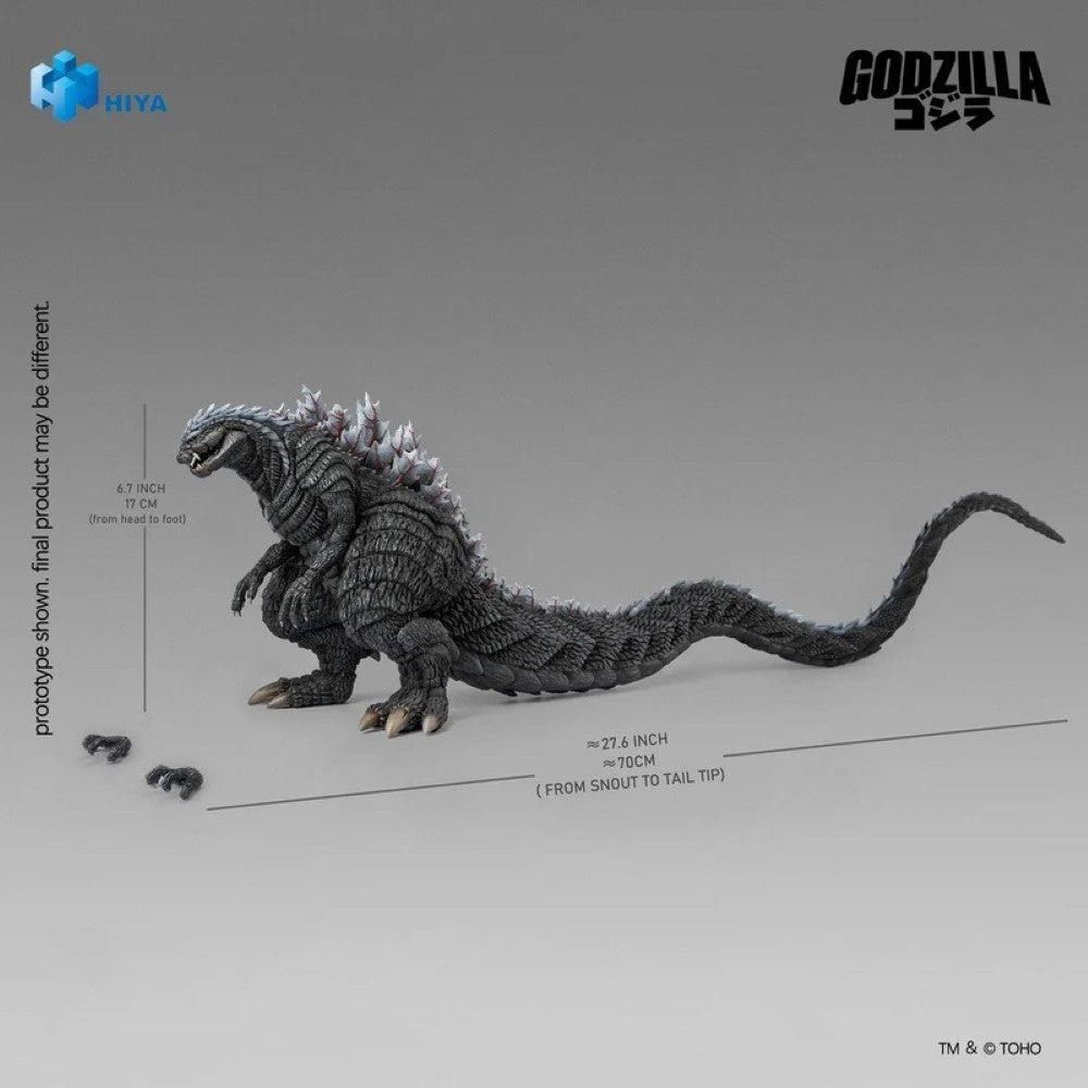 Godzilla Ultima 6.7" Hiya Toys Action Figure Exquisite Basic Singular Point size chart, 27.6 inch long, 11.7 inch tall