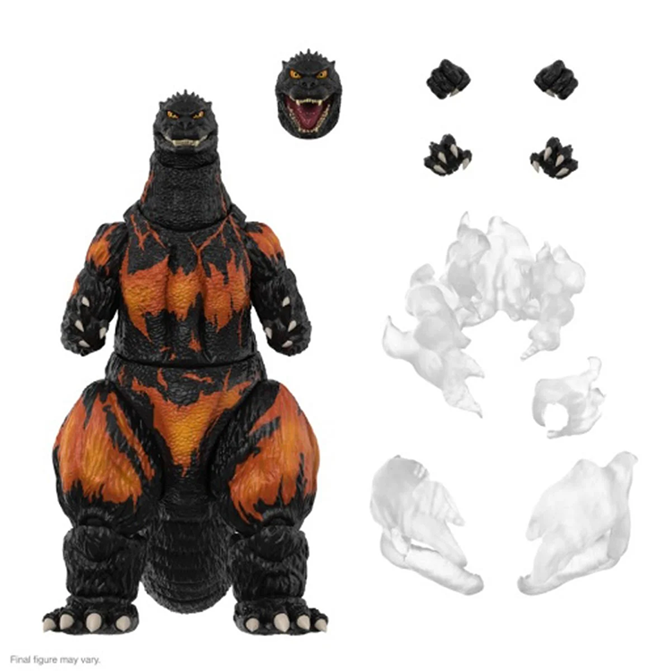 Burning Godzilla Heisei Super7 Ultimates 8-Inch Action Figure with interchangeable hands and smoke effects