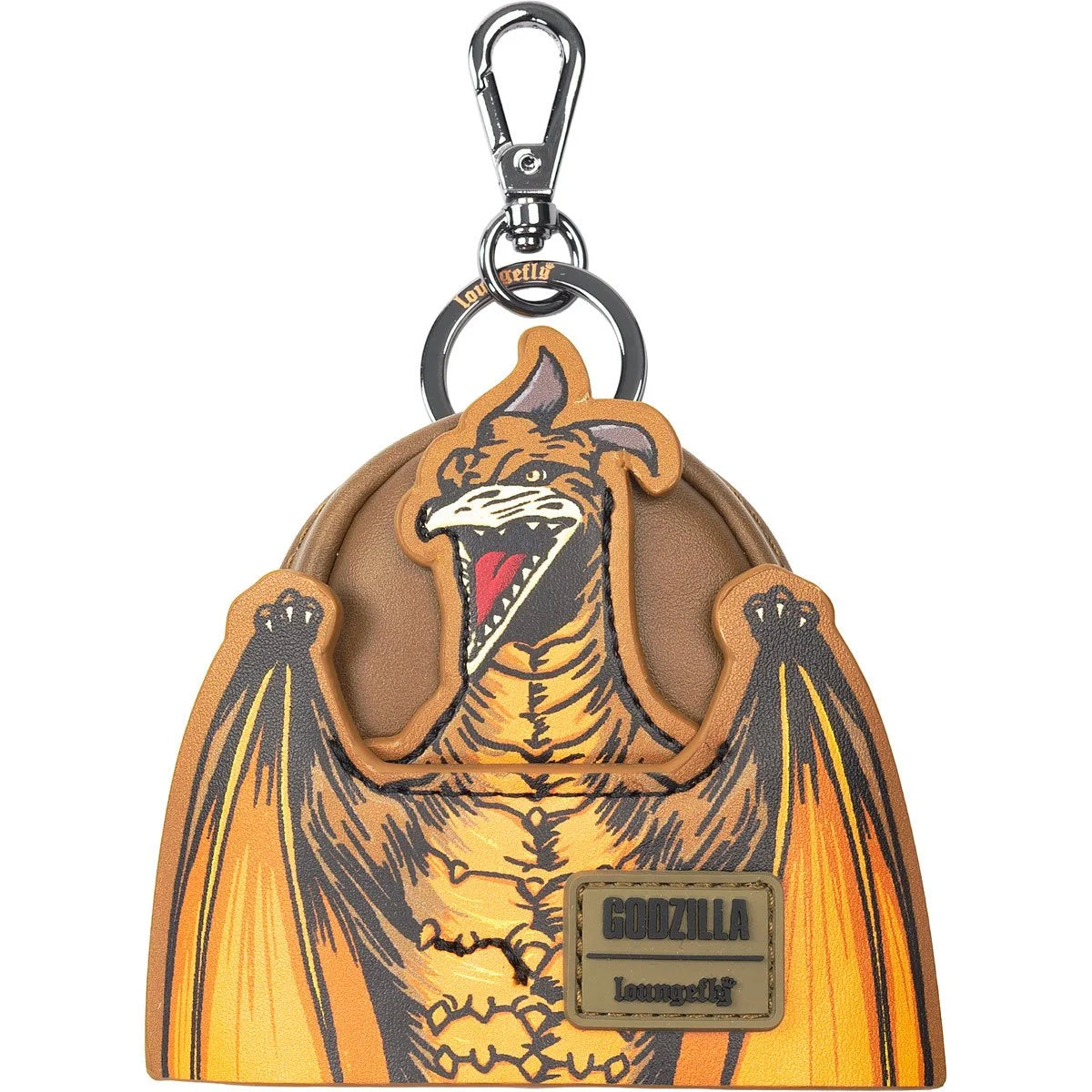 Mini-Loungefly Godzilla Entertainment Earth Exclusive Cosplay U-PICK Bag Charms featuring vibrant orange Rodan design new in box by Loungefly