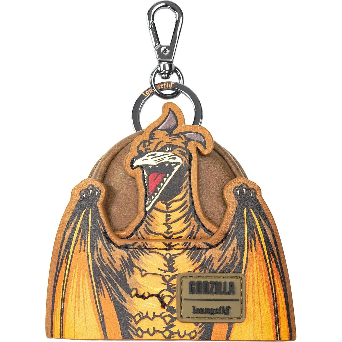 Mini-Loungefly Godzilla Entertainment Earth Exclusive Cosplay U-PICK Bag Charms featuring vibrant orange Rodan design new in box by Loungefly