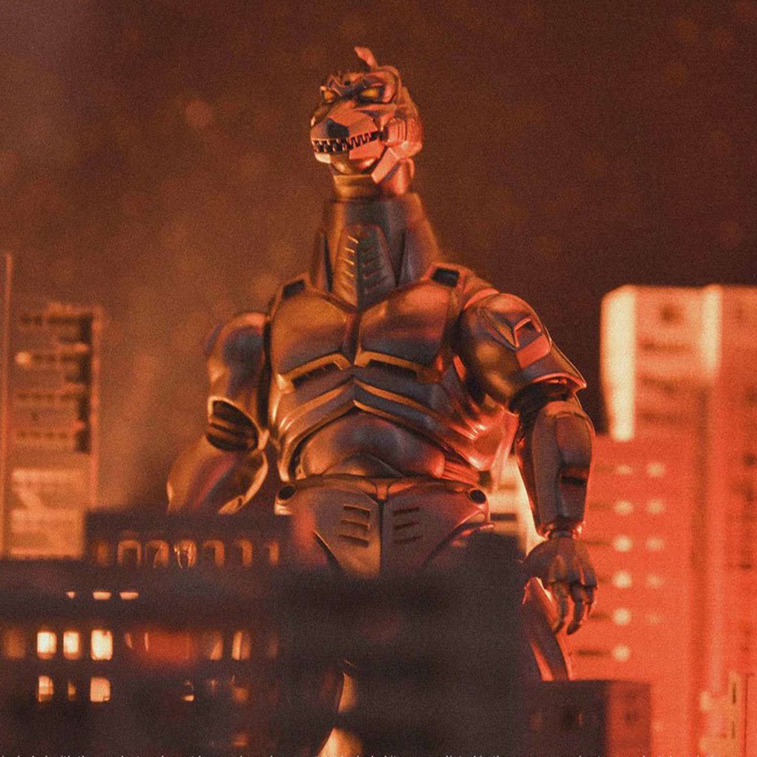 Hiya Toys - Godzilla vs Mechagodzilla - Exquisite Basic - Mechagodzilla Px Action Figure posed in cityscape background at night
