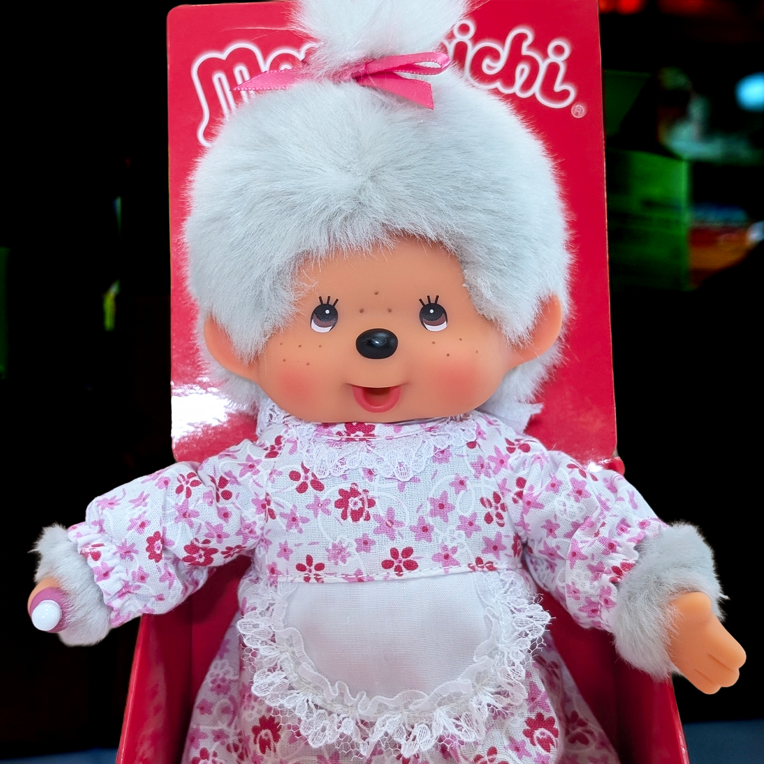 Official Sekiguchi 8-inch Monchhichi GrandMa plush doll for collectors, often searched as a Monchichi grandmother toy.