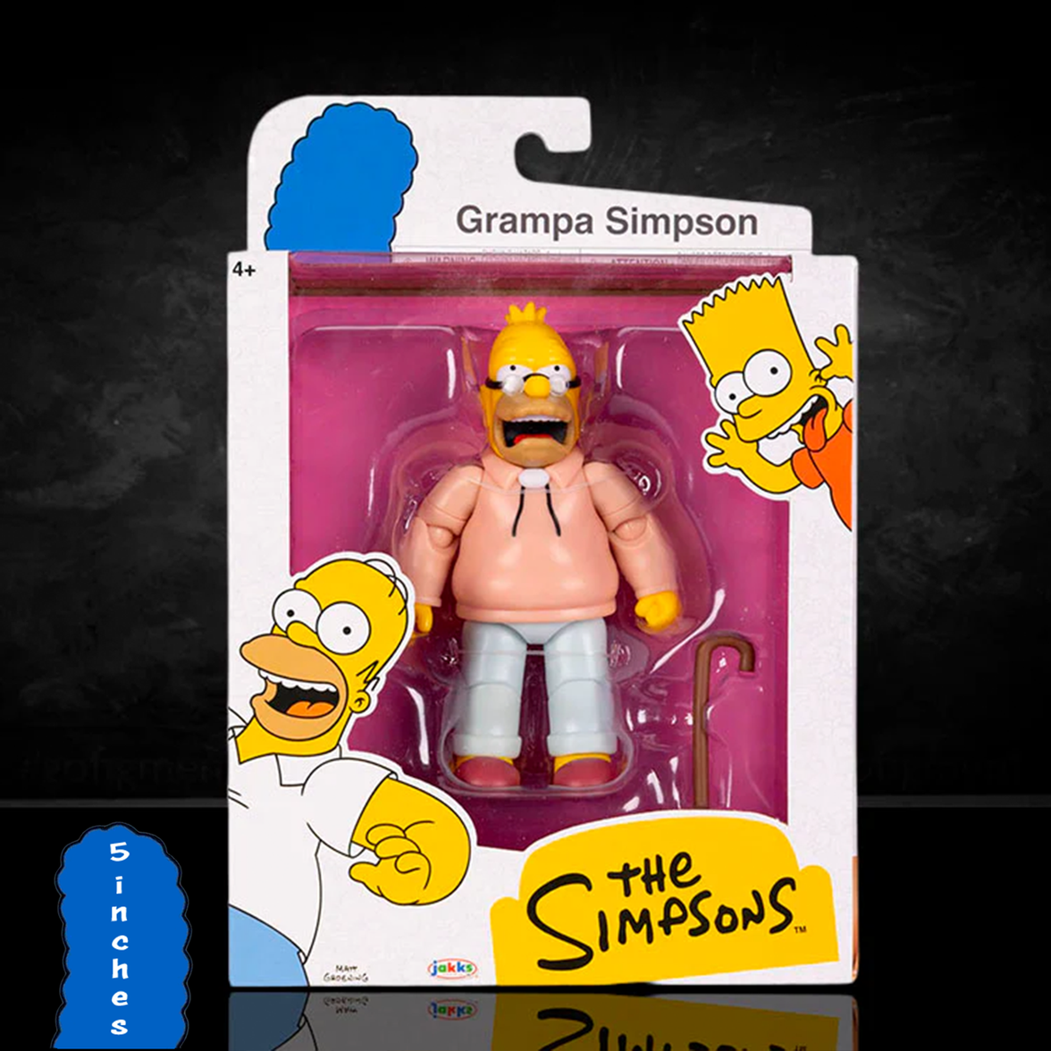 Grandpa Simpson Action Figure The Simpsons 5in Scale by Jakks Pacific, new in box with walking cane accessory