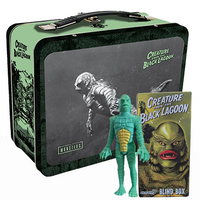 Creature From The Black Lagoon Action Figure with Full Size Metal Themed Lunchbox by Super7 featuring green lagoon monster collectible