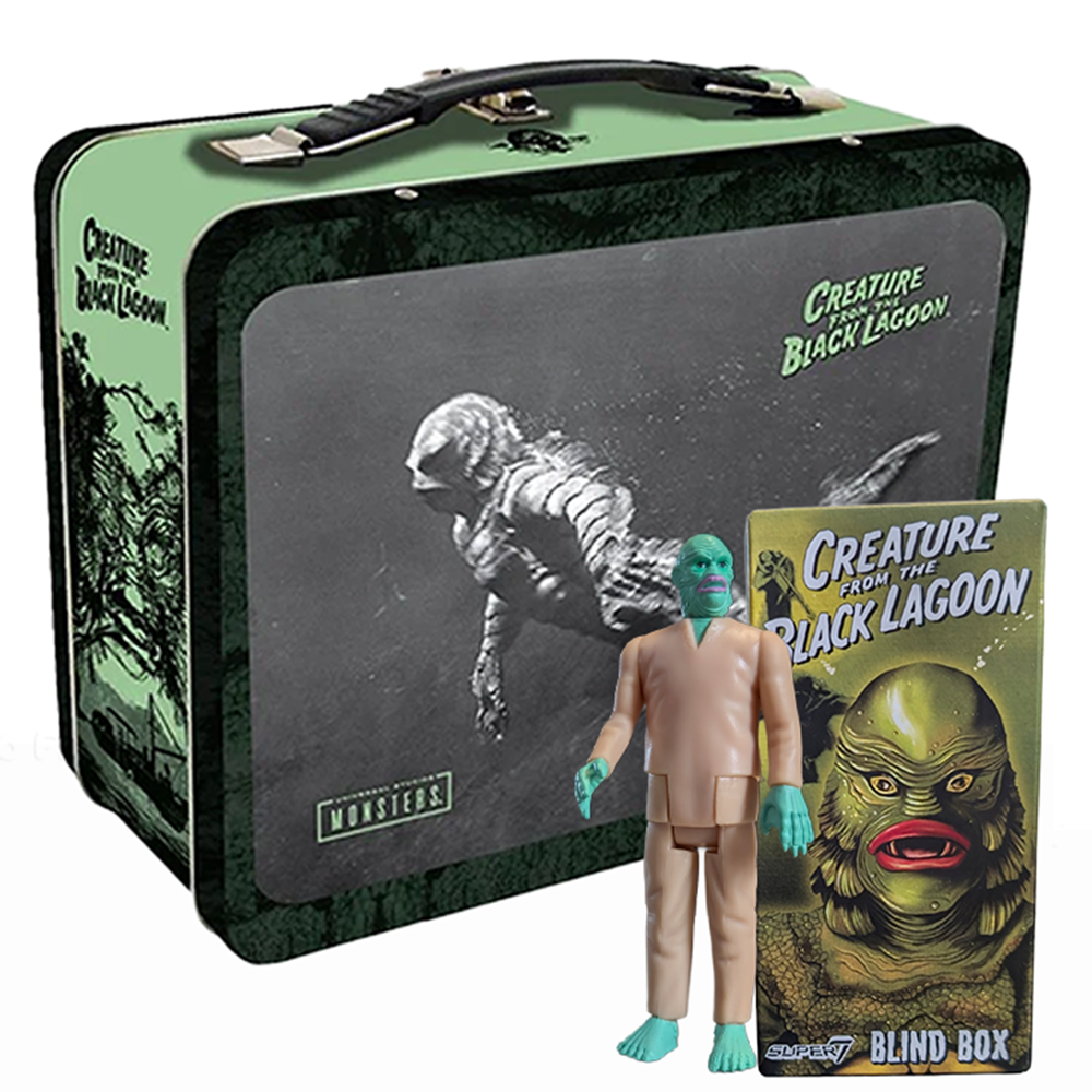 Creature Walks Among Us From The Black Lagoon Action Figure with Full Size Metal Themed Lunchbox by Boss Fight Studio Llc