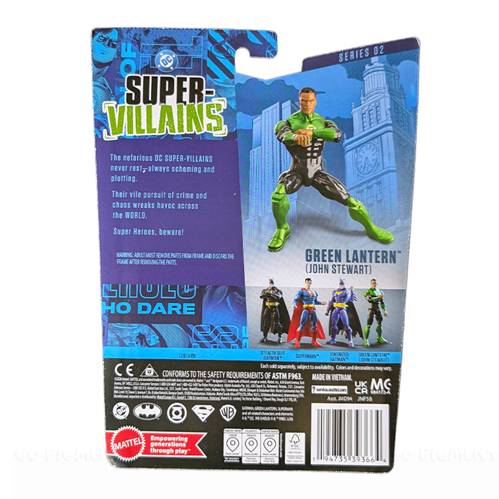 Green Lantern John Stewart Action Figure Mattel DC Premiere Wave 2 Core Set New by Go Figment packaging back view