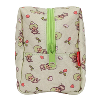 Monchhichi Green Makeup Bag Pouch Sekiguchi Cosmetic Pouch with printed character design and front pocket