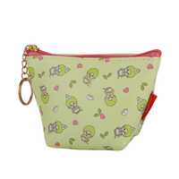 Monchhichi Green Tea Coin Purse Sekiguchi Pouch With Key Ring and Zipper green patterned pouch