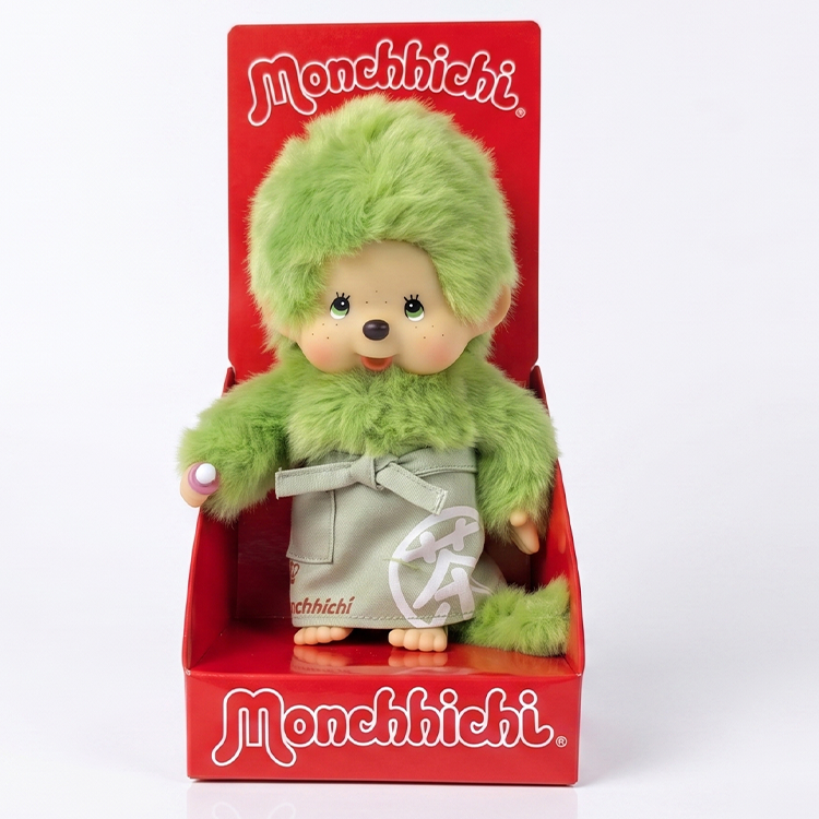 8" Monchhichi Green Tea Boy - in Green Apron with Green Eyes by Sekiguchi