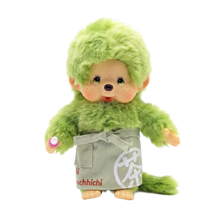 8" Monchhichi Green Tea Boy - in Green Apron with Green Eyes by Sekiguchi
