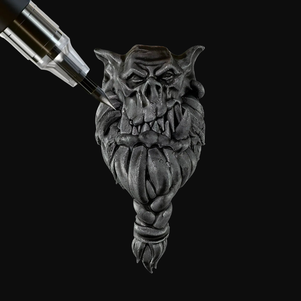 Grim Black Army Painter Speedpaint Marker - One-Coat Miniature Paint SM1020P detailing skull-faced fantasy miniature by Army Painter