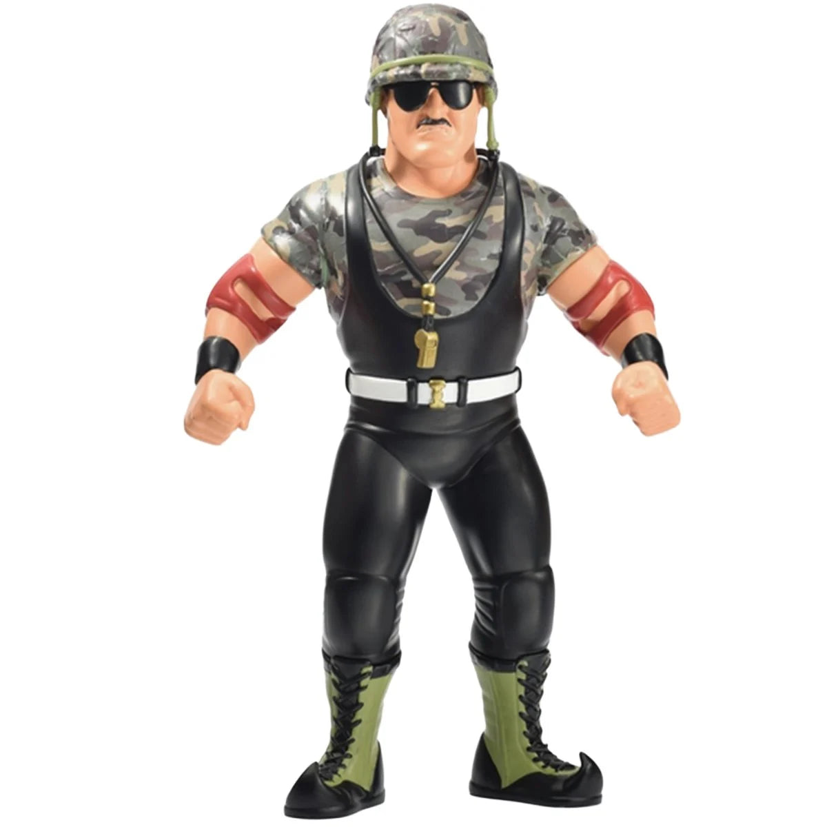 Sgt. Slaughter with Helmet Major Big Rubber Guys 1:9 Scale 8-Inch Posed Wrestling Figure in camo shirt and black pants by Major