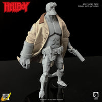 Hellboy 1:12 Scale Action Figure Wave 1 (Box Full of Evil) by Boss Fight Studio DELUXE, gray figure in coat with weapon