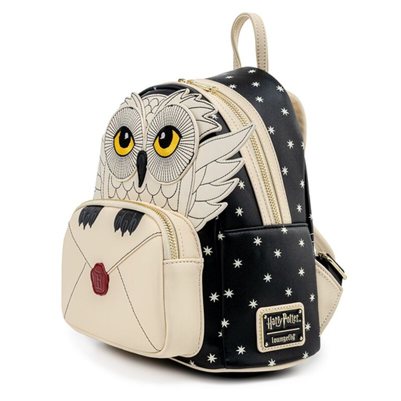 Harry Potter Loungefly Mini-Backpack – 2 Pack Hogwarts and Hedwig with owl design, star print, and envelope pocket detail