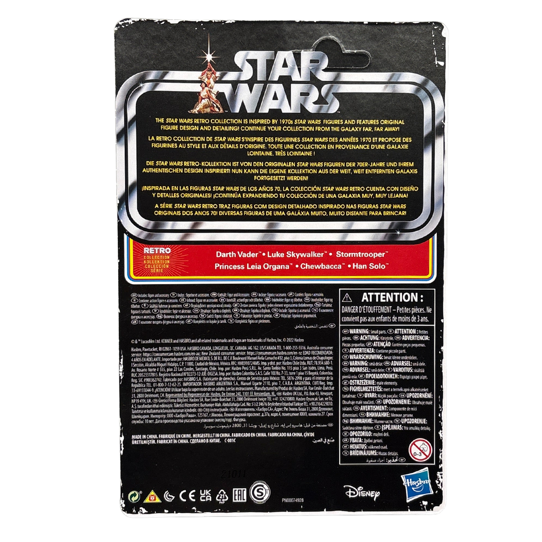 Han Solo Star Wars Retro Collection Action Figure in case ANH Kenner rear packaging