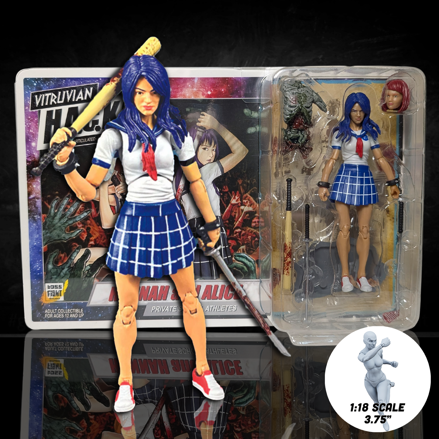 Hannah and Alice Private School Athletes Vitruvian HACKS Series 1 Action Figure 1:18 Scale by Boss Fight Studio Llc