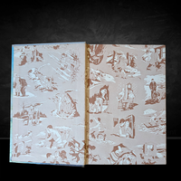 Brown multi-scene illustrated endpapers from the 1959 edition of The House on the Cliff Hardy Boys book