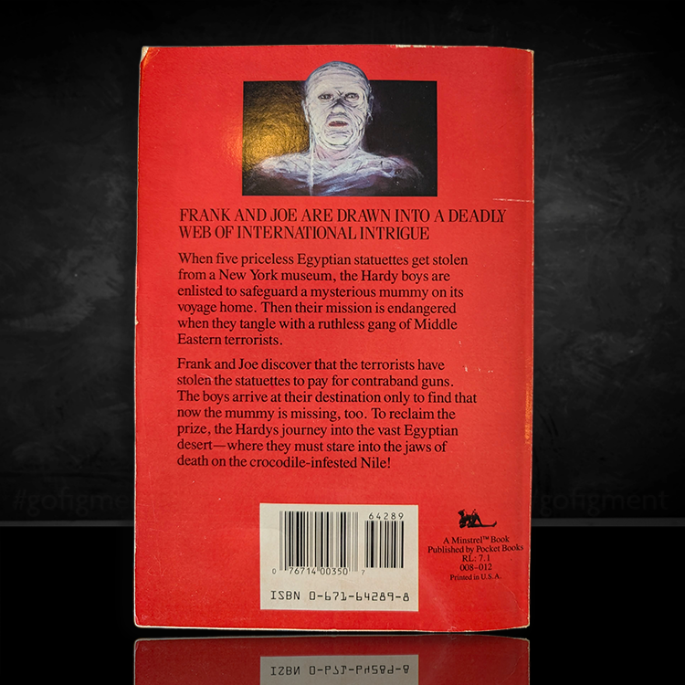 Back cover of 63 The Mummy Case Hardy Boys paperback book vintage 1980 by Simon & Schuster